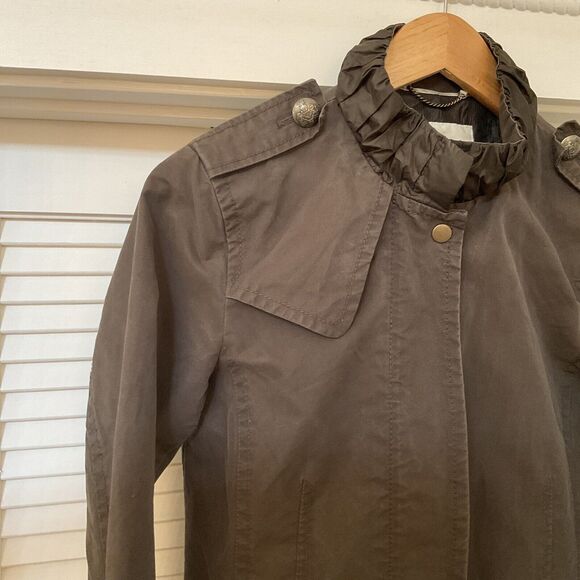 Banana Republic Women's Jacket Full Zip Front Ruffled Neck Bottom, Belt Loops, S - Picture 6 of 14